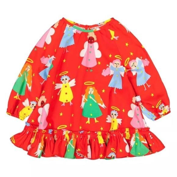 NEW Stella McCartney Christmas Angel Print Twill Dress and Bloomers Set 24m - Picture 2 of 7